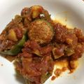 maioki's cooksnap of when they made ピーマンとズッキーニ肉詰めラタトゥイユ風.