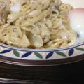 青blueblue's cooksnap of when they made ツナとキノコのパスタ温玉乗せ.