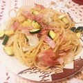 atsuka's cooksnap of when they made ズッキーニとベーコンのクリームパスタ.
