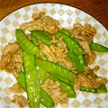 mi's cooksnap of when they made サヤエンドウと豚肉のオイスター炒め.