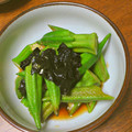 mokun's cooksnap of when they made 簡単!! オクラのりわさび.