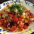 クックまいきゃん's cooksnap of when they made タコ＆トマト＆大葉☆さわやか夏パスタ.