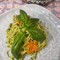 Faiza's cooksnap of when they made 生トマトとジェノベーゼの幸せパスタ.