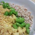 sayoriina's cooksnap of when they made お手軽フライパン一つで♥簡単鶏そぼろ丼.