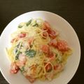 ハチミツムース's cooksnap of when they made 簡単*トマトと大葉の爽やかクリームパスタ.