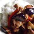 ロシアン's cooksnap of when they made 茄子と豚のお酢炒め丼.