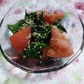み＊か's cooksnap of when they made モロヘイヤとトマトの酢の物.