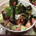 モチョ1013's cooksnap of when they made さっぱりベジ＆スタミナ蒲焼缶詰のスピー丼.