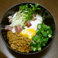りこまこせいやのパパ's cooksnap of when they made ＊オクラと納豆と長芋の卵黄あえ＊.