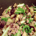 ♪duffy♪'s cooksnap of when they made 簡単なすと小松菜のひき肉炒め.