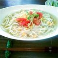 はなぽん♡'s cooksnap of when they made 簡単ランチ♪揚げ玉とトマトのサラダうどん.