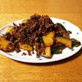 miumini's cooksnap of when they made 合い挽き肉とカボチャの甘辛炒め.