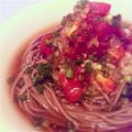 Kariヨメ's cooksnap of when they made 暑い日に！！洋風トマきゅうお蕎麦.