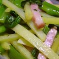 Rick_t's cooksnap of when they made つるむらさきとジャガイモ、ベーコン炒め.
