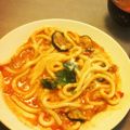 かえさん♪'s cooksnap of when they made ナスのトマトクリームうどん.