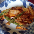 ikurish's cooksnap of when they made 彩りキレイ！ささぎ豆のかき揚げ.