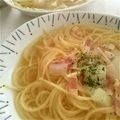 マーブル９１７'s cooksnap of when they made ＊たまねぎとベーコンのスープパスタ＊.
