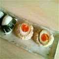 70cafe's cooksnap of when they made これ美味しいよ～煮卵風半熟卵入りおにぎり.