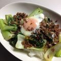 k-おりん's cooksnap of when they made 豚挽き肉とチンゲン菜の半熟卵のっけ丼♪.