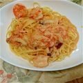 さーやgogo's cooksnap of when they made 簡単海老のトマトクリームパスタ.