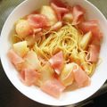 ぷりんとぱふ's cooksnap of when they made 桃と生ハムの冷製パスタ.