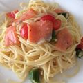 mino622's cooksnap of when they made トマトとサーモンの冷製パスタ.