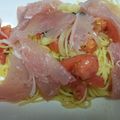 めい太＆ぽこ太's cooksnap of when they made 生ハムとバジルのペペロンチーノスパゲティ.