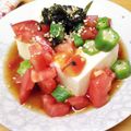 どーなつ◎'s cooksnap of when they made 冷奴★オクラ＆トマト＆大葉のっけ.