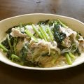 りこまこせいやのパパ's cooksnap of when they made 豚肉とはるさめ、小松菜のピリ辛炒め.