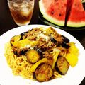 ぱちゃん◡̈'s cooksnap of when they made ✽茄子とトマトのキーマカレーパスタ✽.