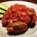 ばるぼら0046's cooksnap of when they made ＊ピーマンの肉つめのトマトソース煮込み＊.