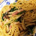 chakow's cooksnap of when they made ✿ほうれん草とベーコンの和風パスタ✿.