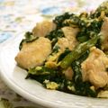 mmameco's cooksnap of when they made つるむらさきと鳥肉のチャンプル.