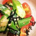 denkororin's cooksnap of when they made トマトとオクラの塩昆布和え.