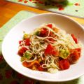 komutatata's cooksnap of when they made ✿アボトマサーモンの冷製パスタディル風味.