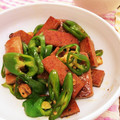 サマア's cooksnap of when they made 万願寺とうがらしとスパムの甘辛炒め.