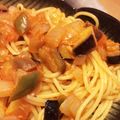 ☆kanata☆'s cooksnap of when they made 残り物で☆豚肉トマトナスのパスタ.