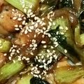 息子は怪獣♪'s cooksnap of when they made 鶏と玉ねぎとチンゲンサイで和風丼.