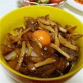 saxxsa's cooksnap of when they made ステーキ肉で！ちょっと贅沢・焼きすき丼！.