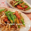 ゆみぴよん's cooksnap of when they made 簡単☆アスパラときのこのにんにく風炒め☆.