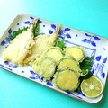 カルン's cooksnap of when they made あなごときすと珍しいズッキーニの天ぷら.
