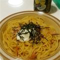 sou＆tuki's cooksnap of when they made 新玉ねぎとベーコンの和風パスタ温玉のせ！.