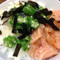 love_sunny's cooksnap of when they made 鮭・オクラ・長芋のネバネバ丼.