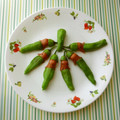 puniＫ's cooksnap of when they made ソーセー人　ししとうでミノムシごっこ.