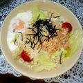 ♪もんちゃん♪'s cooksnap of when they made サラダうどん温泉タマゴ添え.