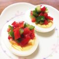YUKIKI☆'s cooksnap of when they made ゆで卵onｶﾗﾌﾙ塩ピーマン～美味お摘み.