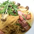 Netty♡'s cooksnap of when they made ベーコンとしめじと水菜の和風パスタ.