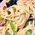 ねこはんちょ's cooksnap of when they made 簡単☆小松菜とベーコンのクリームパスタ.