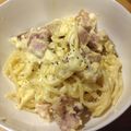worthless's cooksnap of when they made 全卵、スライスチーズ使用♪　カルボナーラ.