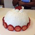 犬のお母さん's cooksnap of when they made いちごゼリーのドームケーキ.